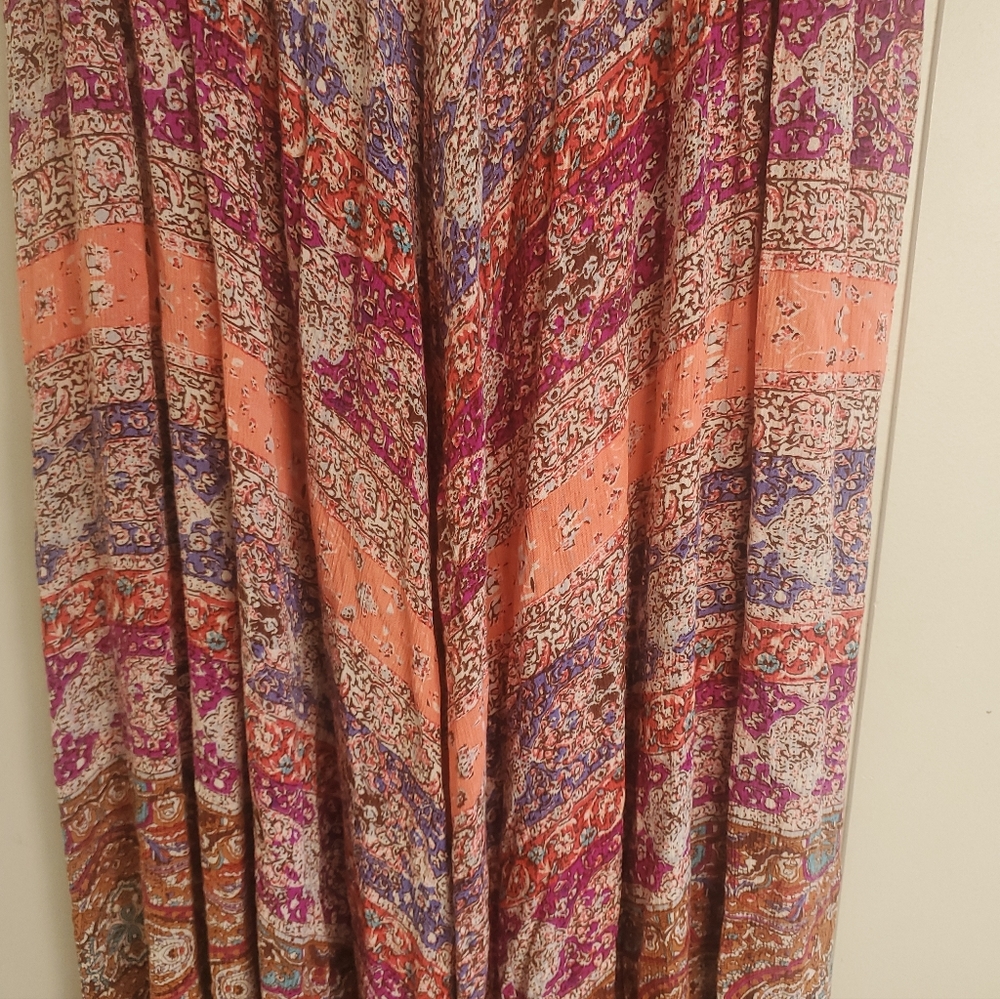 BILA India Floral Flowy Maxi Dress Asymmetrical Hem Size XL Fairycore Romantic - Picture 7 of 13